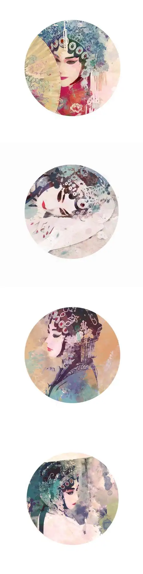 古风水墨水彩赶脚的京剧戏子~花旦青衣,国… _ 古装手绘[图片专辑]