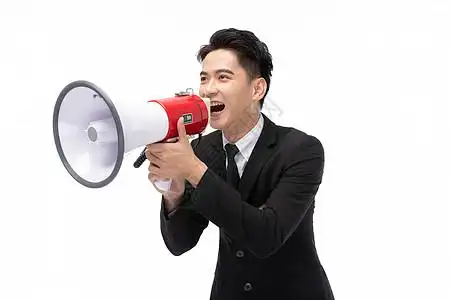 商务男性拿喇叭喊话图片素材