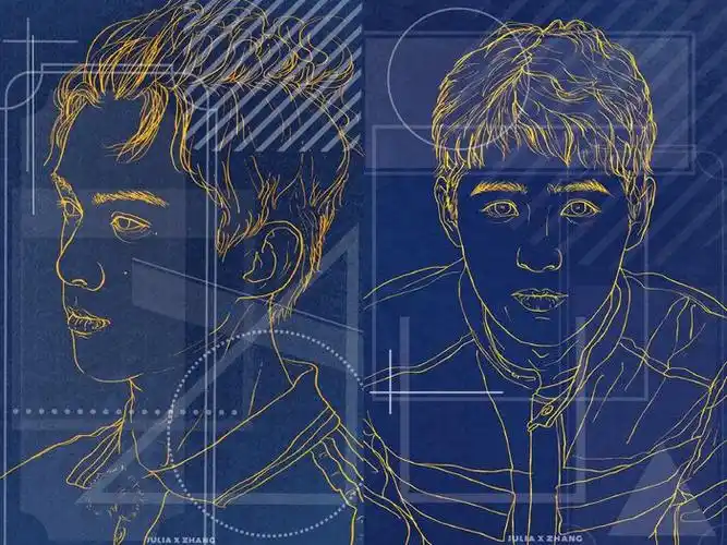 简约人物线条头像海报