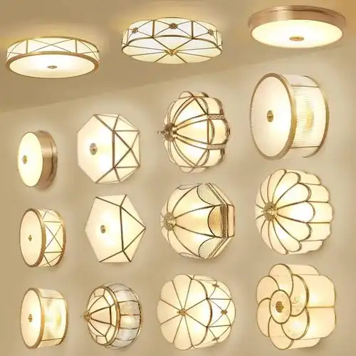 吸顶灯led圆形温馨浪漫家用简欧欧式客厅灯简约现代房间全铜灯具视频