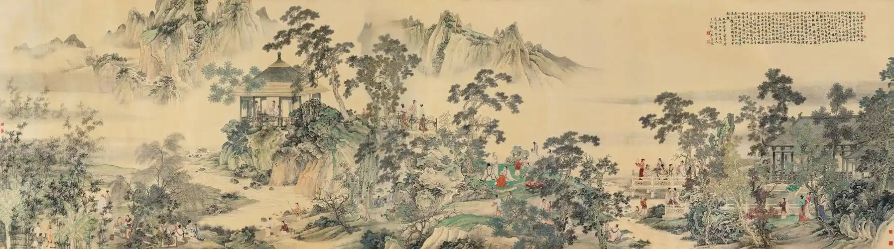 0698兰亭序横幅设色绢本