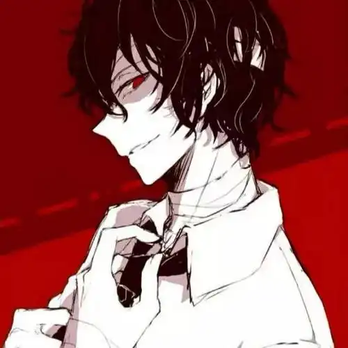 日系 病娇血腥 男性 黑发红瞳 虎牙 眼睛