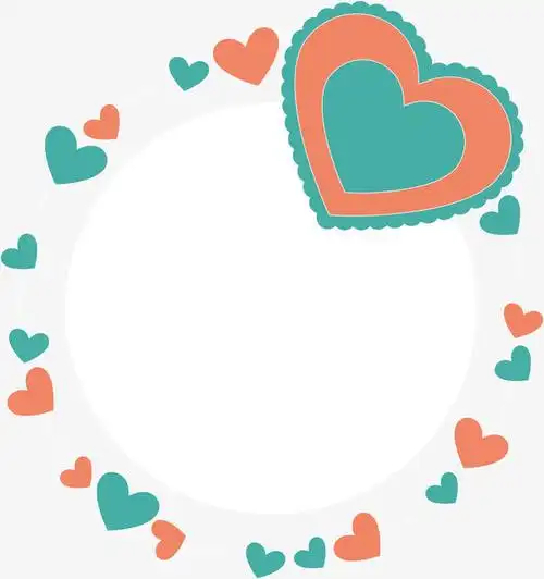 爱心,蓝粉色,分层,小爱心,排列,手绘,花边,圈圈,矢量