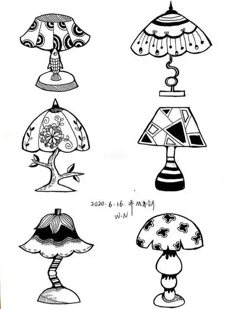 台灯笔筒书组合简笔画