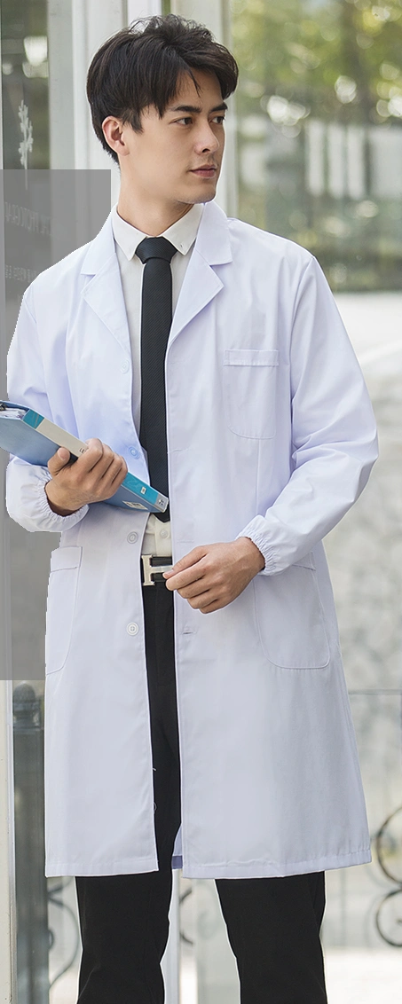 白大褂长袖医生服男实验室大学生化学长款大衣短袖医师护士工作服-tma