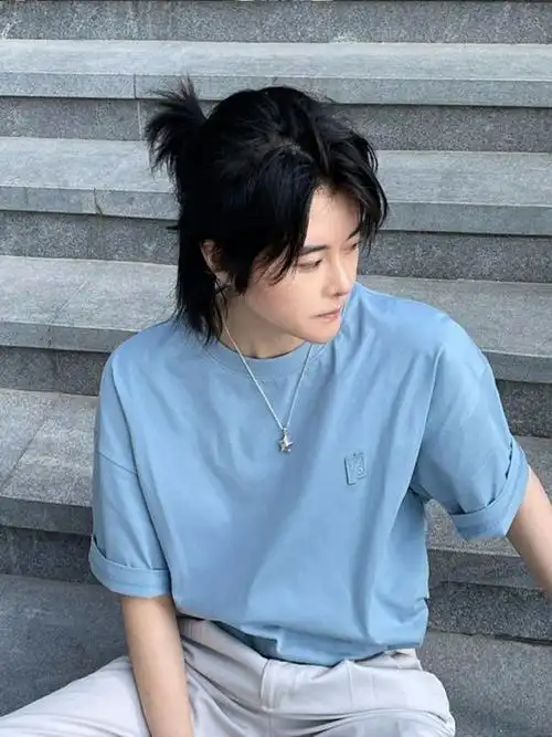 男假发日系帅气武士头夏季透气军训发型狼尾鲻鱼头自然全头套 【狼