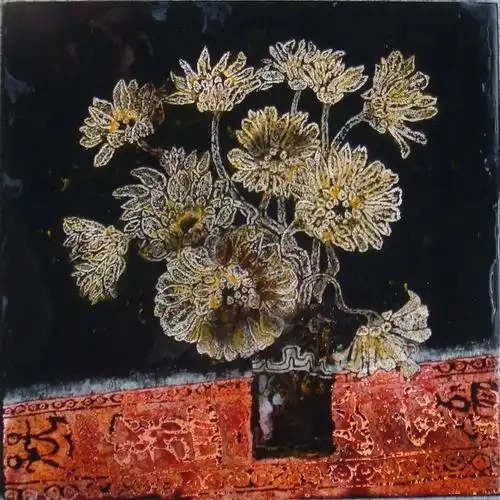李润开《花魂》60cm x 60cm 漆画 2013年