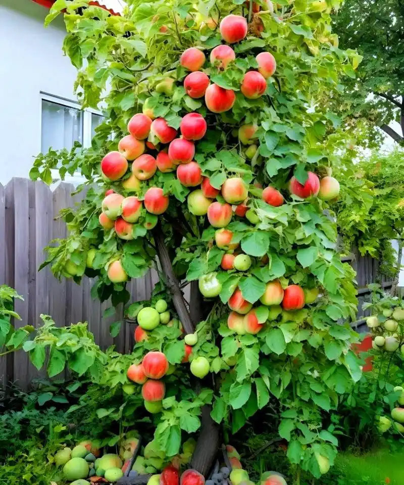 我最喜欢的果树是西瓜树,现在给你们展示一下我的家里的果树.