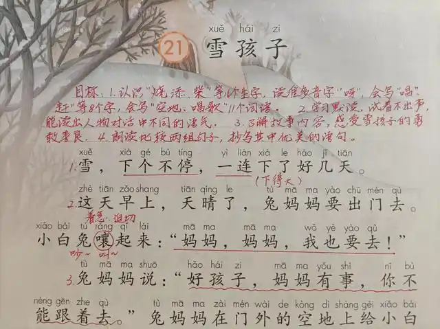 这个故事非常经典,记得我们小的时候就学过雪孩子这篇课文,而且看过