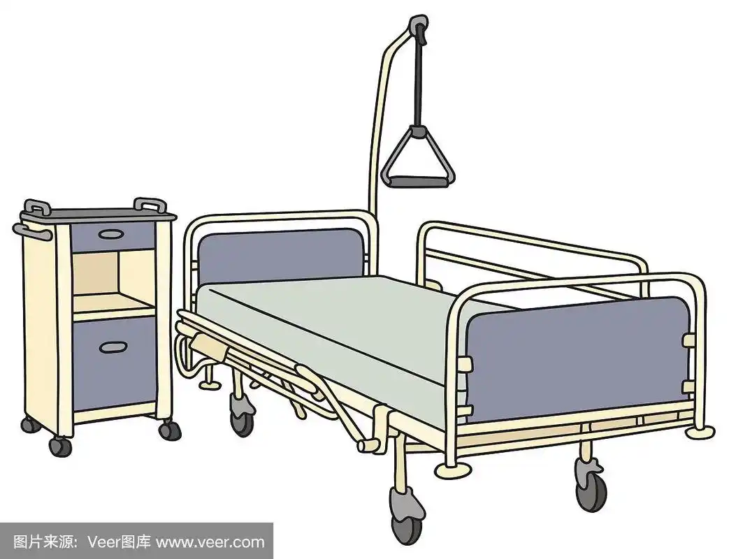 卡通医院病床和床头柜