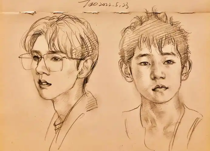 画了王源一大一小