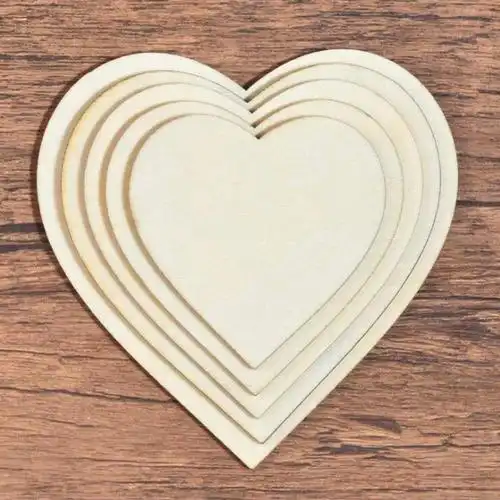 工艺品diy木爱心圆形正方形木质激光切割木板画圣诞吊饰雕刻木片