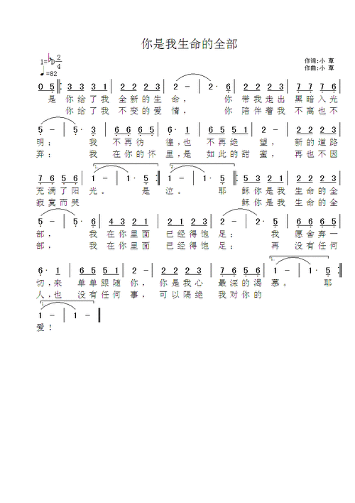 是我生命的唯一歌谱图片分享下载