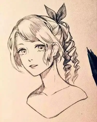 画师clivenzu 铅笔画 临摹 线稿 插画 动漫 二次元 头像 素描