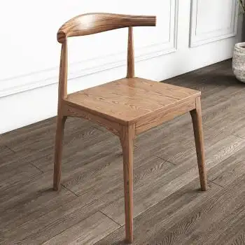 悠梵 全实木牛角椅现代简约白蜡木靠背椅子咖啡厅餐厅椅子家用北欧