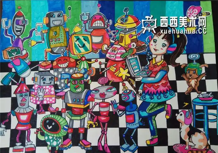 一等奖小学生科幻画《智能家居机器人》赏析