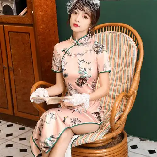 老上海旗袍2020新款改良年轻款复古中国风日常民国少女连衣裙长款