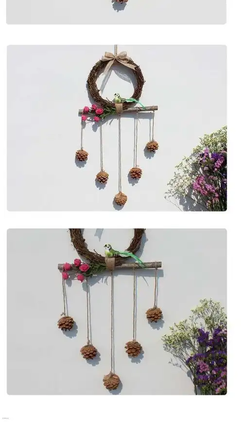 松果墙上装饰品挂件手工制作创意室内幼儿园环境创设墙壁挂饰天然