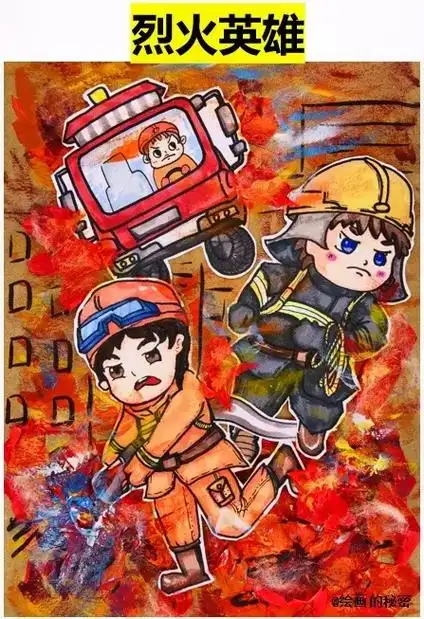 烈火英雄.#上热门 #简笔画教程 #一起学画画 #少儿美术教 - 抖音