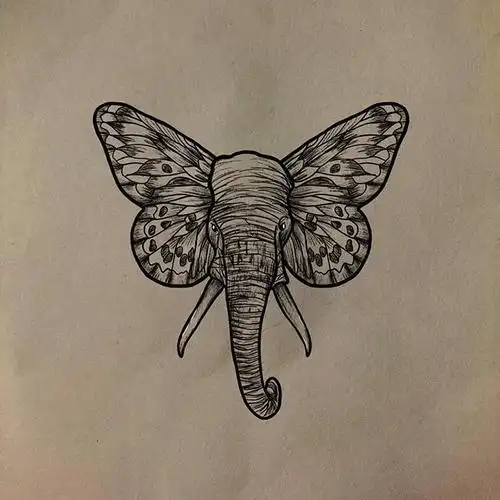 大象手稿纹身图案