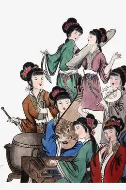 手绘水墨工笔画古代仕女