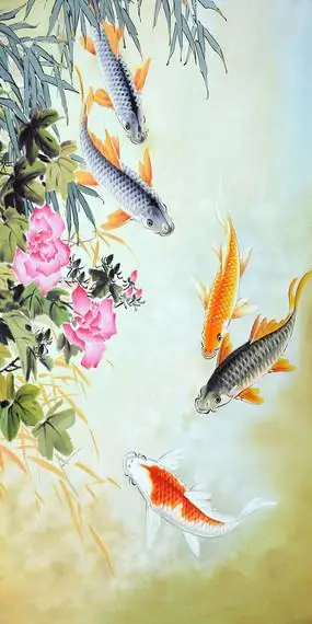 八方聚财金色山水画背景墙