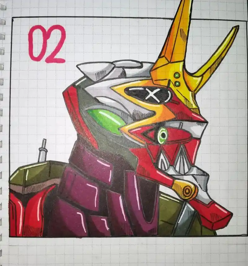 手绘新世纪福音战士#手绘动漫人物 #初号机 #日常瞎画 - 抖音