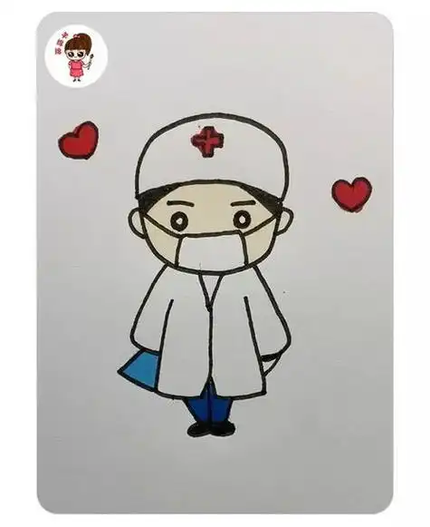 与病毒作战的医生简笔画,白衣战士加油,必胜医生简笔画向最可爱的人