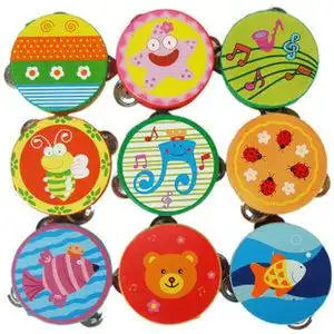 奥尔夫乐器 木质卡通手铃鼓 小号