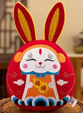布兔子传统民间工艺生肖娃娃玩偶兔年吉祥物公仔毛绒玩具定制礼品