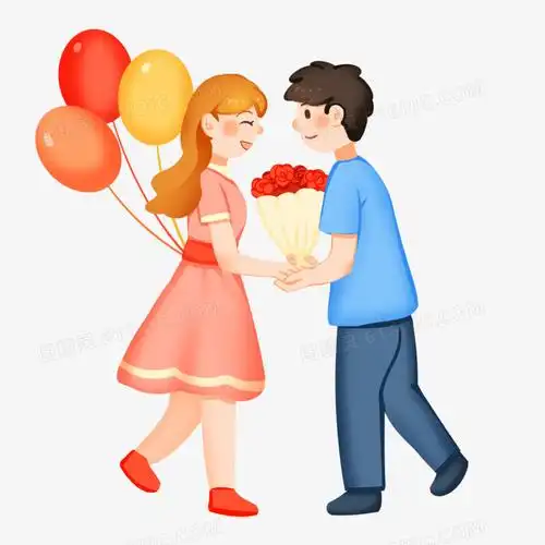 手绘卡通情侣表白免抠素材