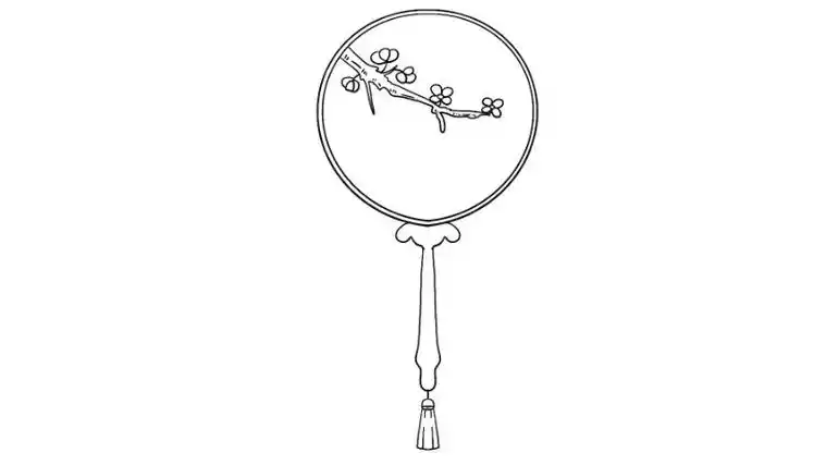 幼儿手工圆扇子简笔画图片古代圆扇子上的图案简笔画古风圆扇子手绘简