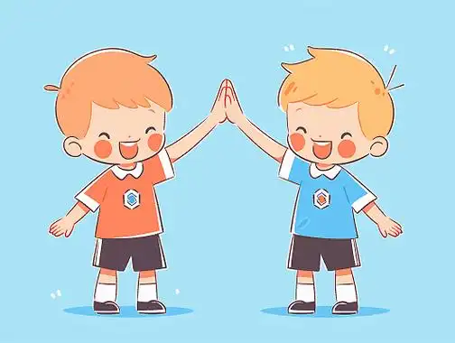 可爱的小男孩表情困惑卡通ai插画疑惑疑问好奇儿童两个可爱的小男孩