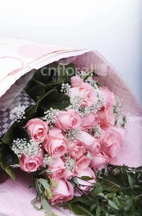 粉玫瑰单面花束