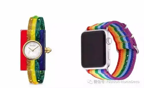 gucci的彩虹手表和apple watch的彩虹表带.