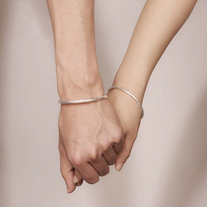 情侣心经纯银手镯男女款开口圆棍足银镯子实心送女友银饰礼物转运