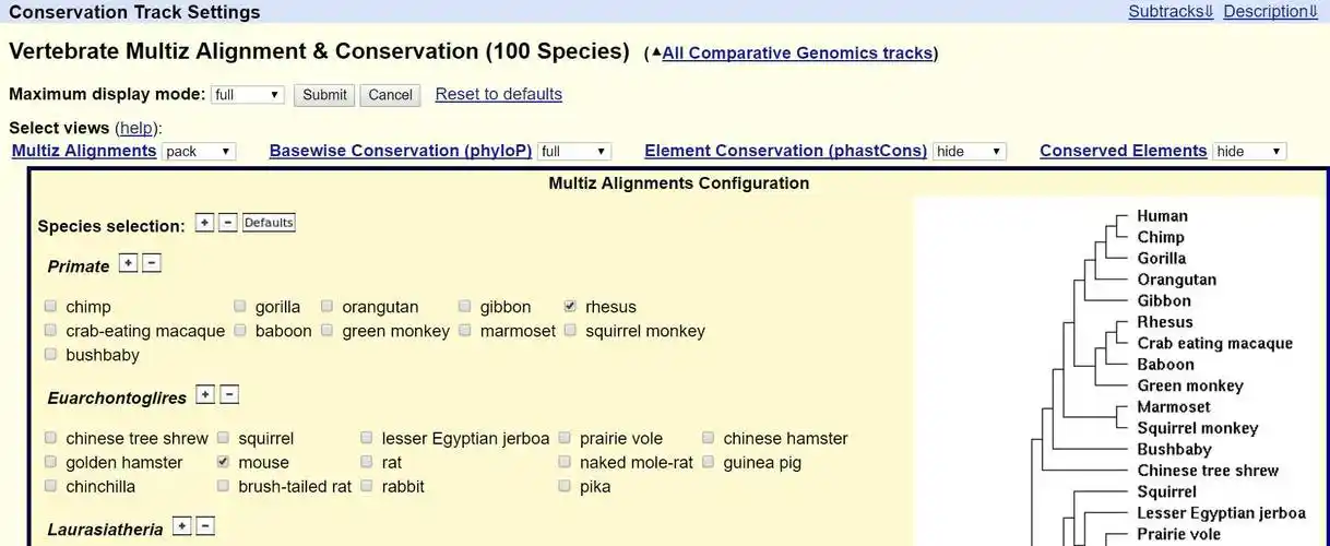 从下图我们可以看到100个物种的信息,这里我们举例选择chimp和gorilla