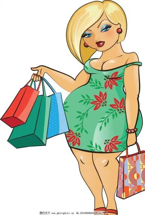 胖女人简笔画彩色