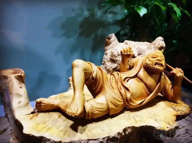 仙游常城红木 精工摆件系列 黄杨木休闲睡罗汉 神韵十足 雕