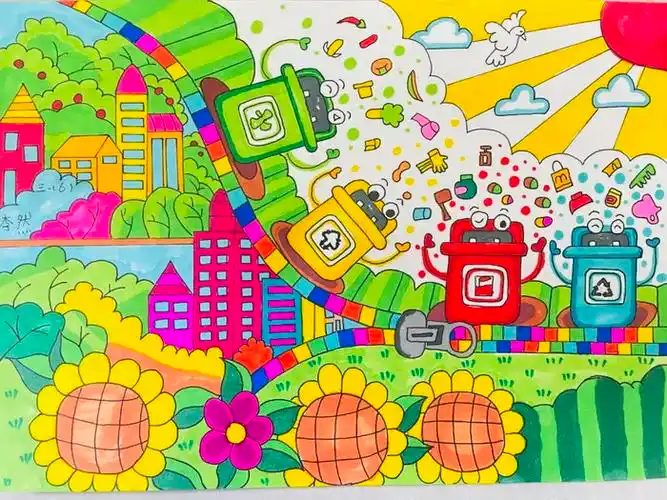 绿色低碳节能减排绘画