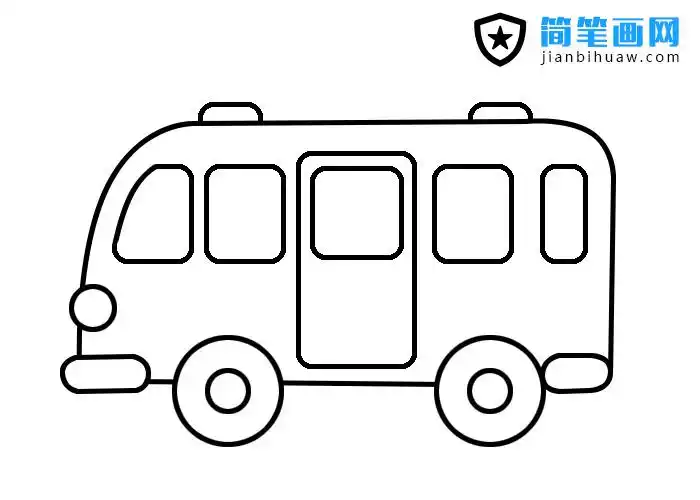 中巴车巴士车简笔画步骤和上色