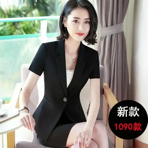 经理职业套装女夏装西装短袖气质酒店工作服女前台工作装外套薄款