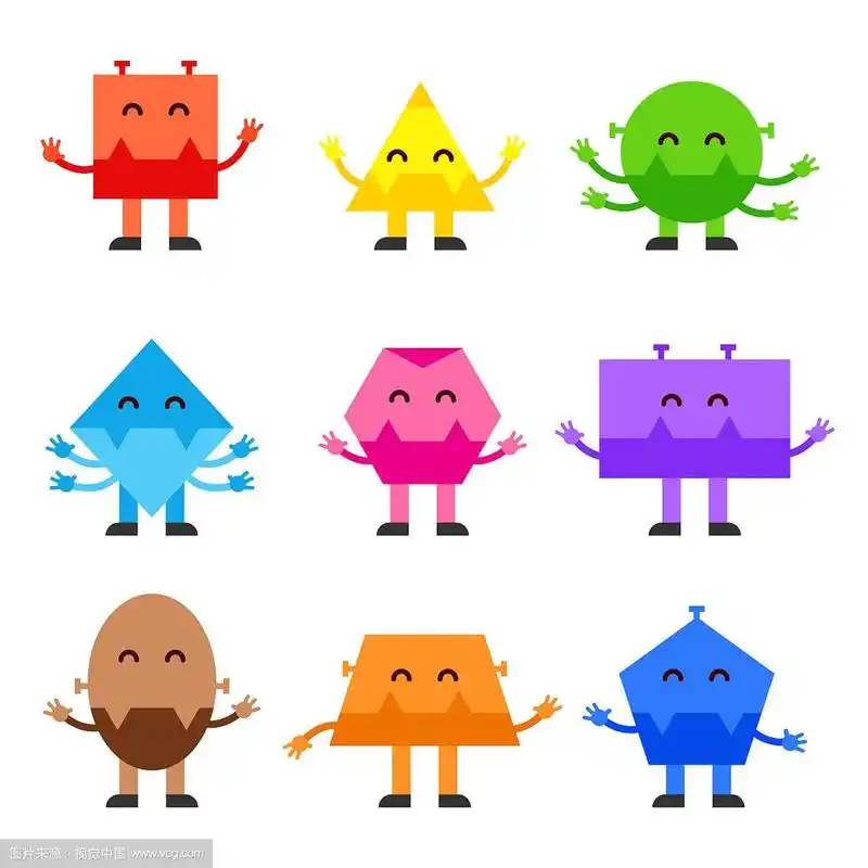 几何形状有趣的怪物卡通