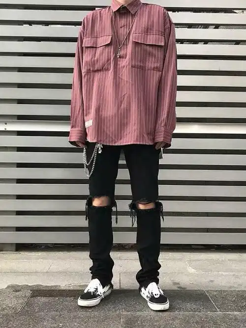 represent 19ss jeans膝盖破洞刀割破坏弹力水洗牛仔裤 fog高街风