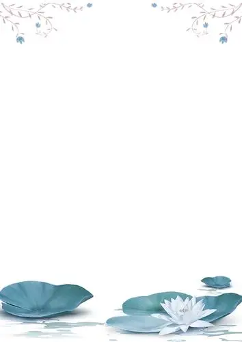 夏日荷花白色清新简单word背景模板