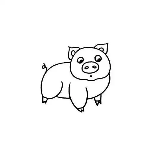 猪吃食卡通简笔画