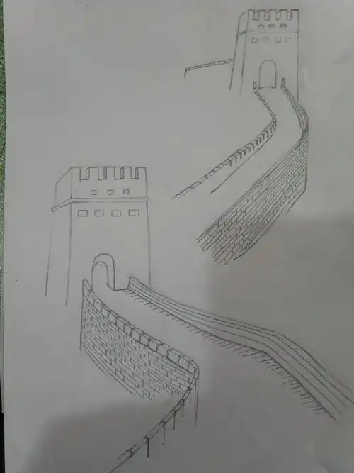 简笔画图片大全带颜色长城怎么画简单又好看素描长城简笔画八达岭长