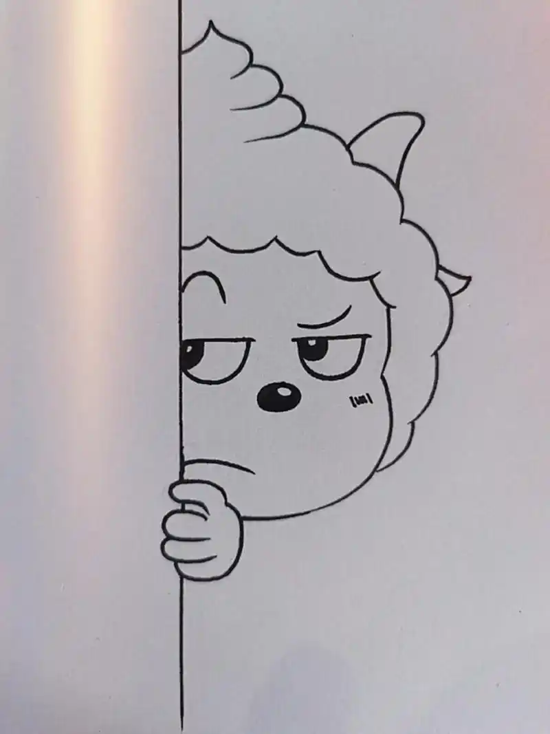 166day简笔画:懒羊羊/内含过程图 科普一个冷知识,其实《 - 抖音