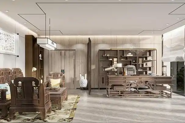 中式办公室装修案例分享|禅意风办公空间