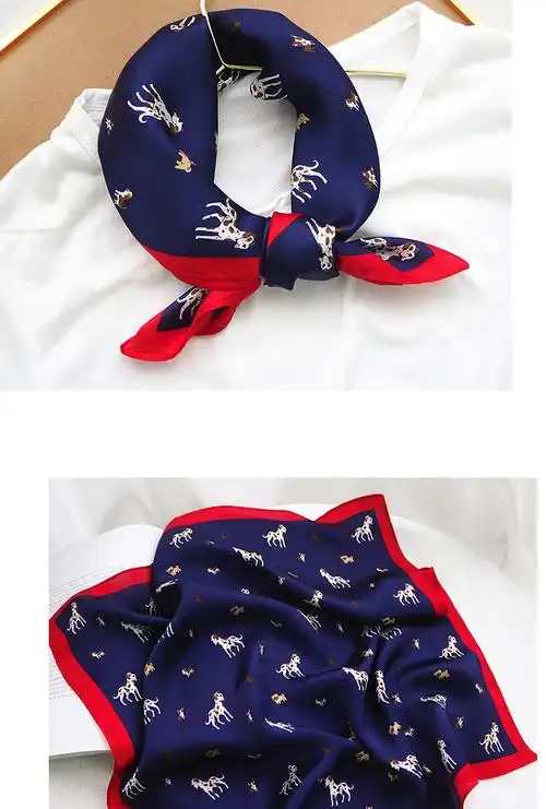 春秋薄气质小丝巾小方巾女桑蚕丝真丝百搭仿真丝围巾领巾搭西装韩国